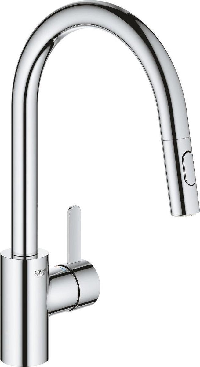Robinet de cuisine Grohe eurosmart cosmopolitan - bec haut - plage de pivotement à 360° - avec douchette extractible et 2 types de jets - chrome