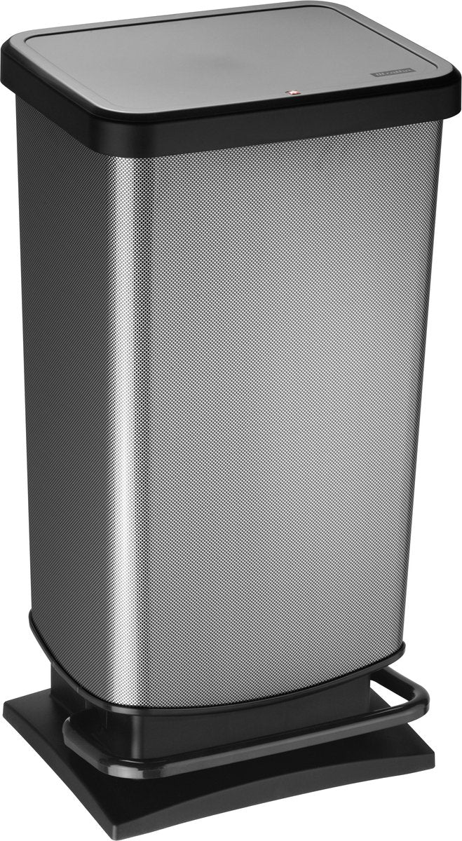 Poubelle à pédale Rotho Paso - poubelle 40l - sans BPA - argent foncé métallisé