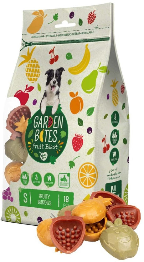 Garden Bites duvoplus - snacks pour chiens fruity buddies - friandises pour chiens - végétarien sans gluten - petit 18pcs