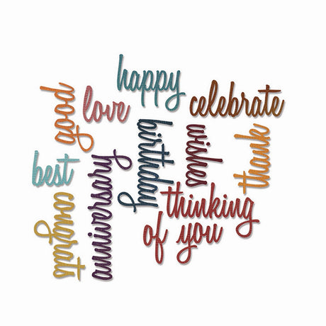 Sizzix • Tim Holtz Thinlits die set célébration mots script 13pcs