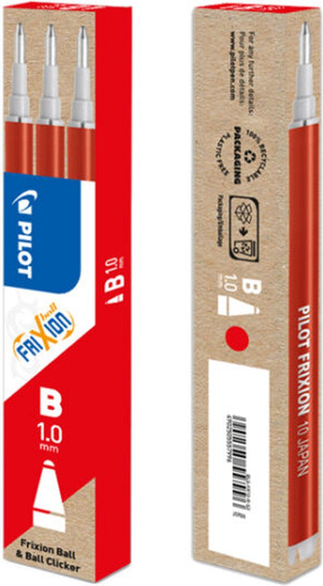 Recharge pour stylo à bille Pilot Frixion Ball Clicker, rouge, étui de 3 pièces 12 pièces