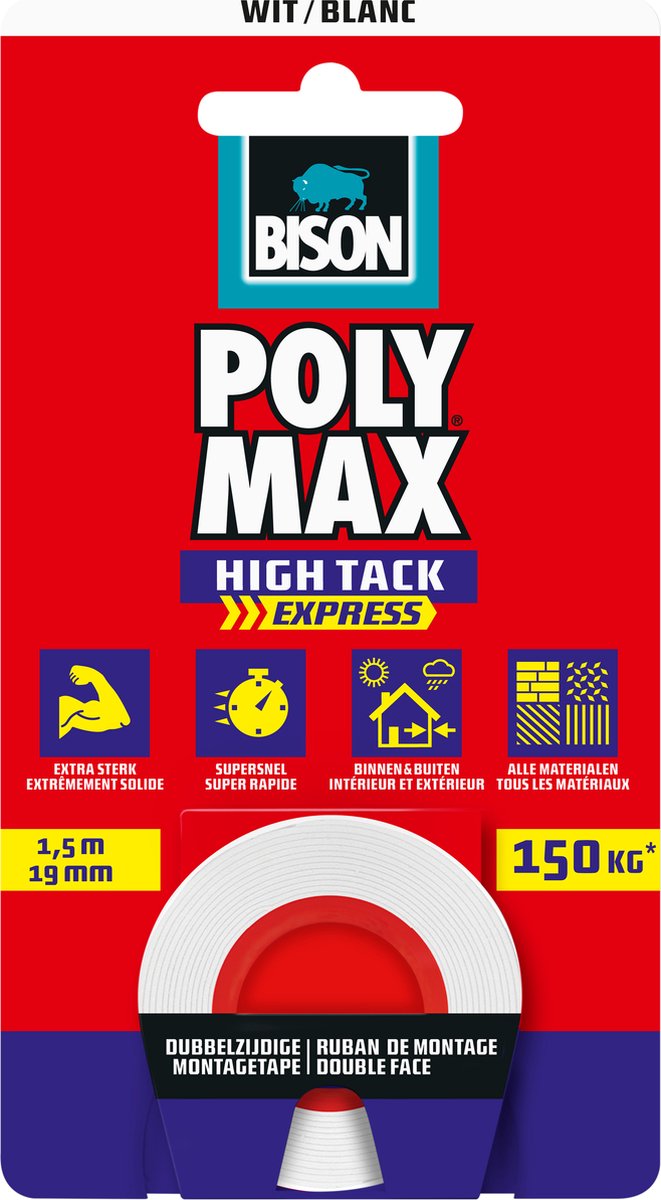 Bison poly max ruban blanc 1,5 m | 2 pièces