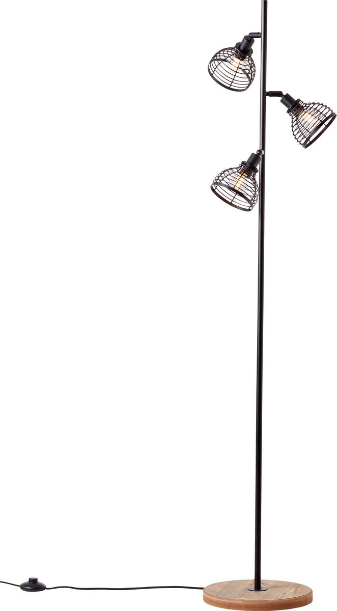 Brilliant avia - lampadaire - e27 max 3x40w - couleur bois noir