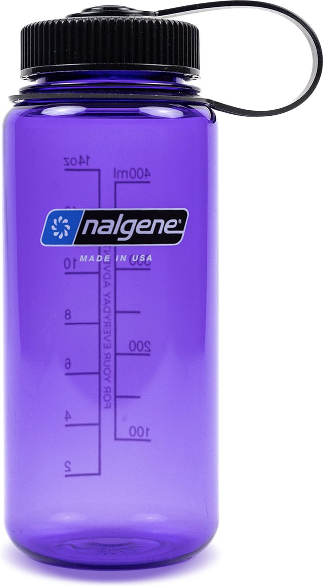 Nalgene - wide mouth bottle - drinking bottle - water bottle - leak proof - 500ml - bpa free - sustain - purple black cap