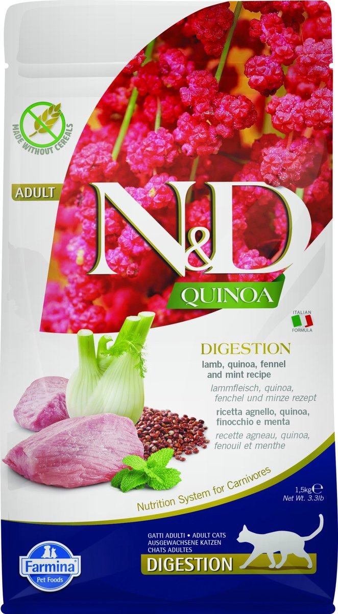 Farmina n d quinoa digestion nourriture pour chat adulte - agneau - 1,5 kg