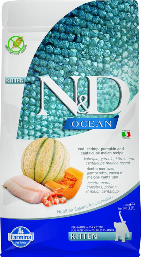Farmina n d océan - nourriture pour chat - citrouille de morue - sans céréales - 1,5 kg