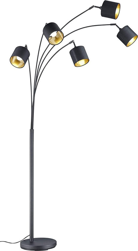 Lampadaire Tommy Rl live your light Reality - noir - couleur or - excl.5xe14 - ip20 - h200cm