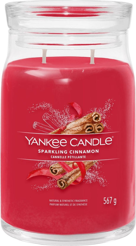 Bougie Yankee - bougie parfumée en grand pot à la cannelle pétillante - 90 heures de combustion - deux mèches