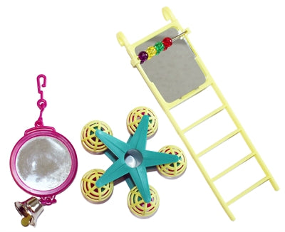 Carrousel d'échelle de miroir de jouet d'oiseau de compagnie heureux