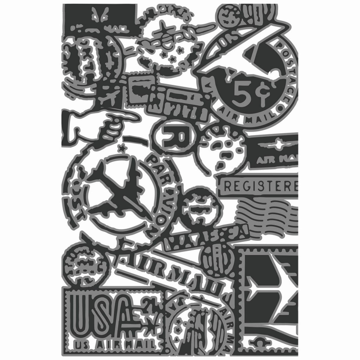 Sizzix • multi level textured impressions embossing folder vault airmail by tim holtz