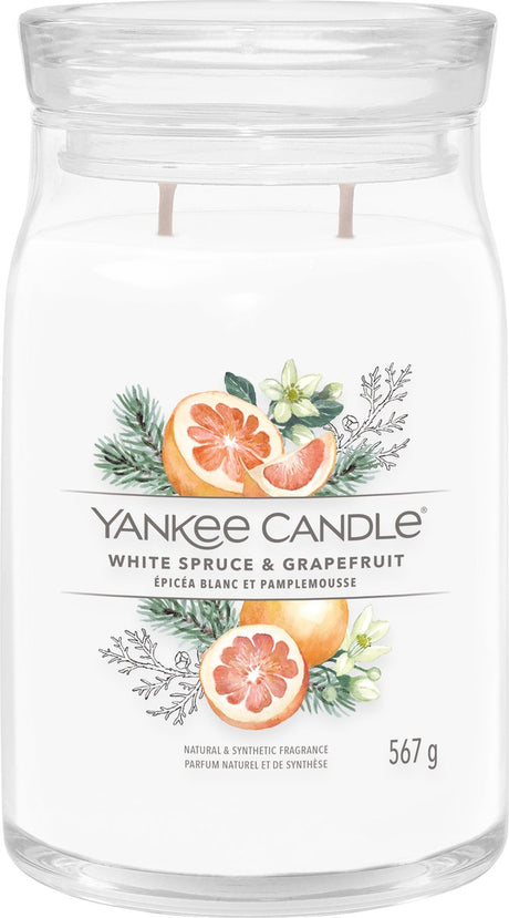 Bougie Yankee - bougie parfumée en grand pot à l'épinette blanche et au pamplemousse - jusqu'à 90 heures de combustion