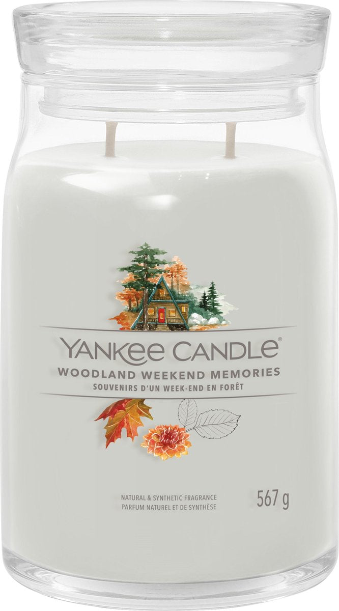 Bougie Yankee - souvenirs du week-end boisé bougie parfumée en grand pot - 90 heures de combustion - deux mèches