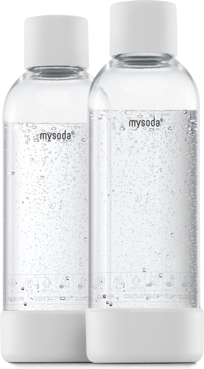 Mysoda - lot de 2 bouteilles réutilisables de 1 litre - blanc - adapté aux appareils