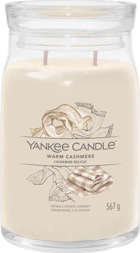 Bougie Yankee - bougie parfumée en grand pot en cachemire chaud - 90 heures de combustion - deux mèches