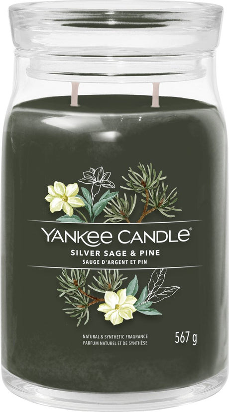 Bougie Yankee - bougie parfumée en grand pot de pin de sauge argentée - 90 heures de combustion - deux mèches