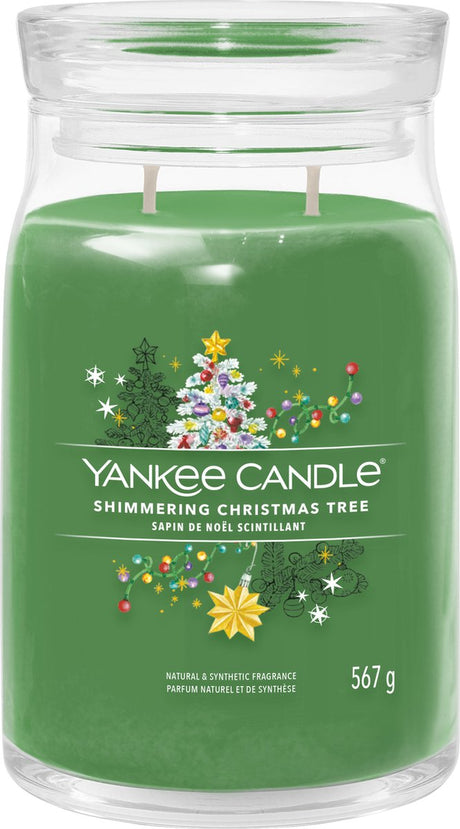 Bougie Yankee - bougie parfumée en grand pot en forme d'arbre de Noël chatoyant - 90 heures de combustion - deux mèches