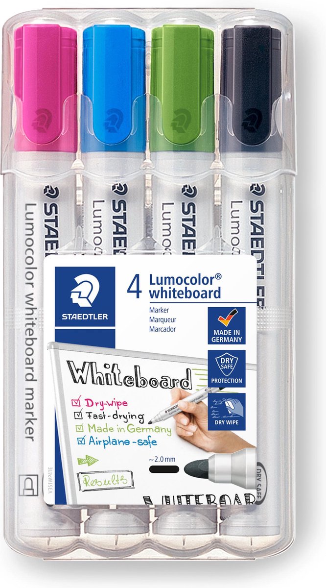Staedtler lumocolor whiteboard marker - box 4 st new colours