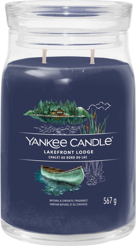 Bougie Yankee - bougie parfumée en grand pot au bord du lac - 90 heures de combustion - deux mèches