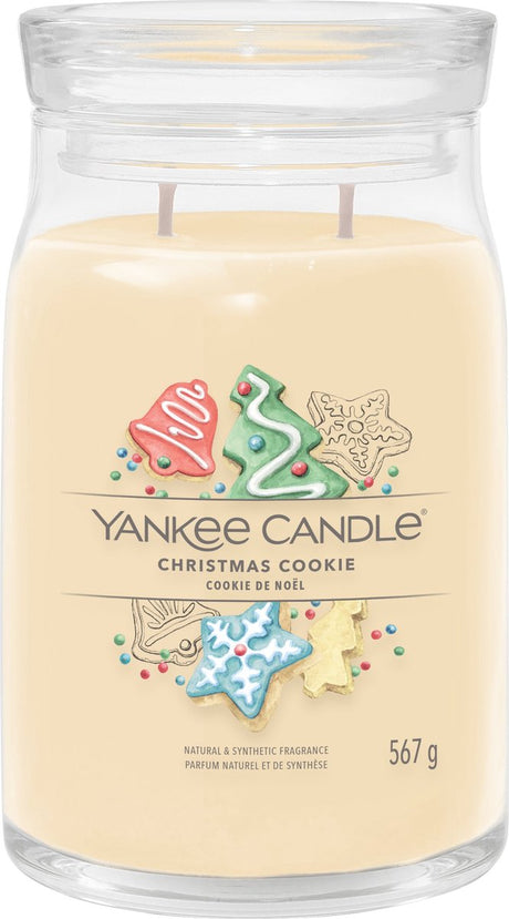 Bougie Yankee - bougie parfumée en grand pot de biscuits de Noël - 90 heures de combustion - deux mèches
