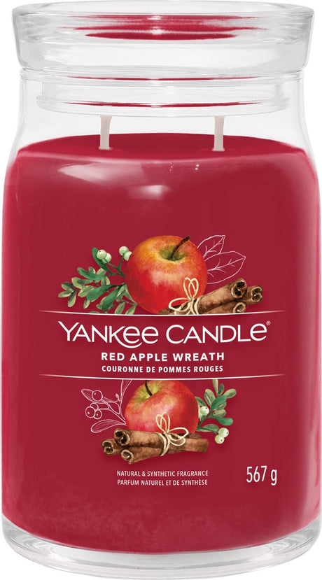 Bougie Yankee - bougie parfumée en grand pot couronne de pomme rouge - 90 heures de combustion - deux mèches