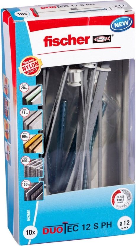 Cheville pour mur creux Fischer duotec 12 s ph avec vis à tête cylindrique métrique