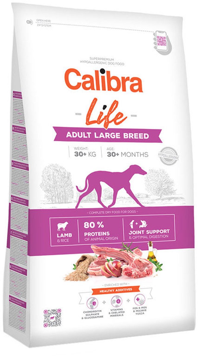 Calibra dog life adulte grande race agneau 12 kg