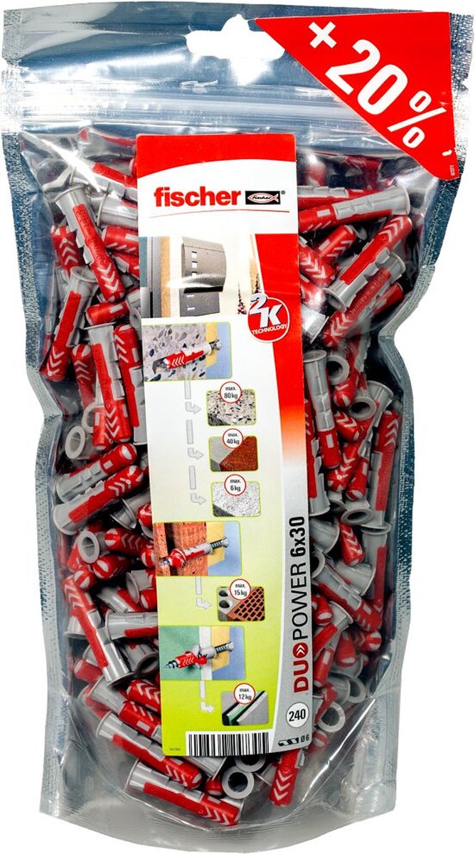 Fischer 536382 duopower 6 bigpack fiche 30 mm 6 mm 240 pièce(s)