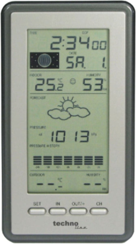 Station météo Technoline - ws 9040-it - 100x178x28mm - gris argent - avec 1 capteur extérieur 100m - tl-ws9040-it