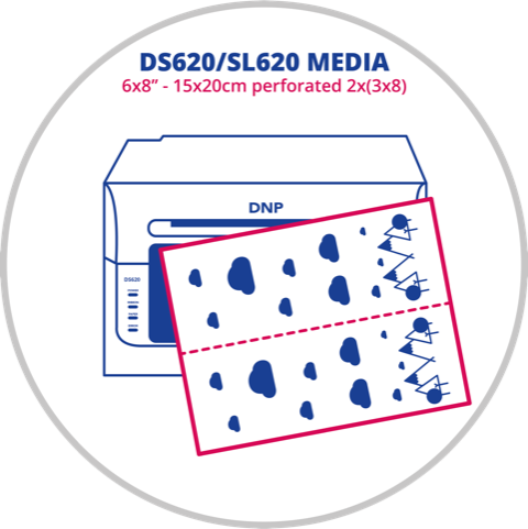 Papier DNP 2 rouleaux – 200 pcs. 15x20 perforé sur 7,5x20 pour ds620