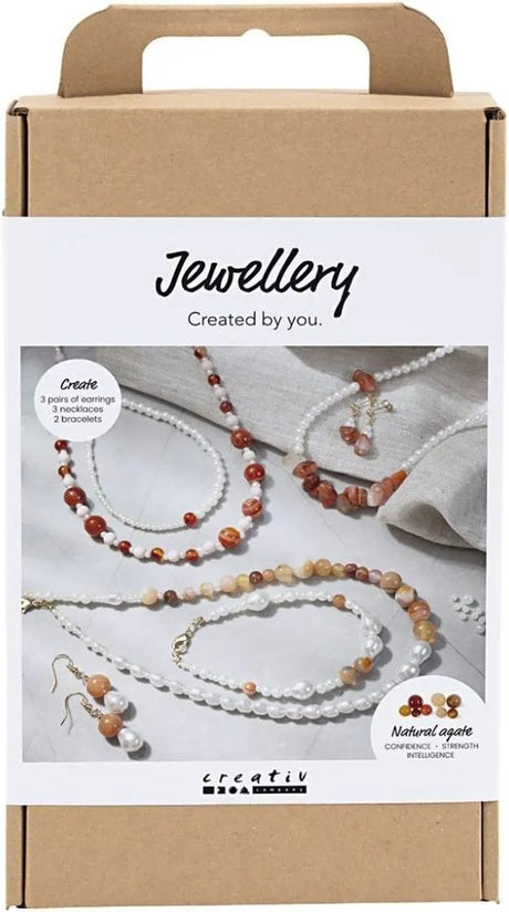 Creativ company hobby set bijoux, beige, orange brûlé, nacre blanche, 1 boîte