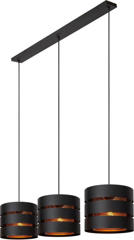 Lucide rosas - lampe suspendue - 3xe27 - noir