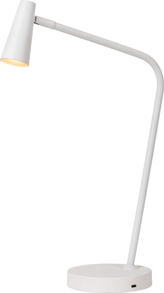 Lucide Stirling - lampe de bureau rechargeable - batterie rechargeable - led 3 stepdim - 1x3w 2700k - blanc