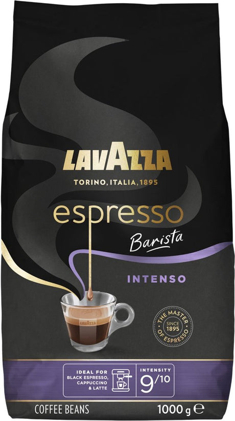 Café en grains Lavazza espresso barista intenso - mélange de café de grains Robusta et Arabica - intensité 9 10 - 1 kg