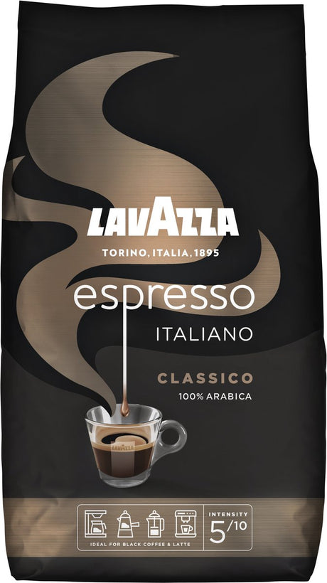 Café en grains Lavazza expresso Italiano Classico - grains de café 100% arabica - intensité 5 10 - 1 kg