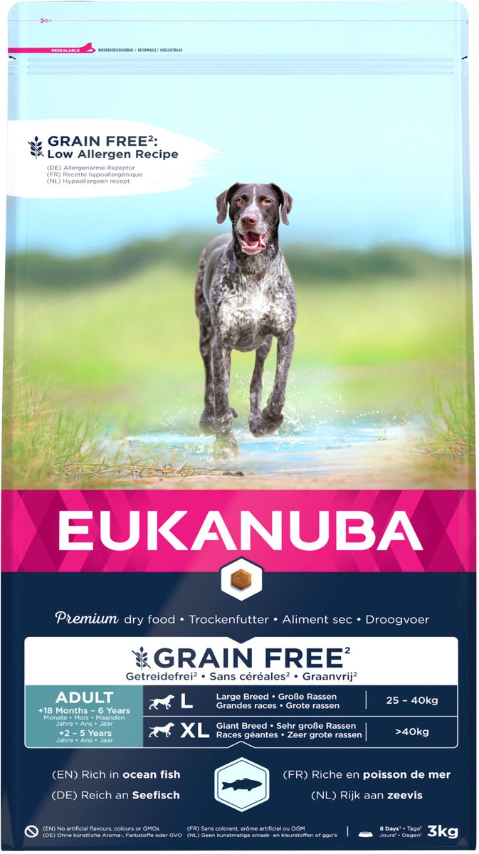 Eukanuba adulte gros poisson de mer sans céréales - nourriture pour chien - 3 kg