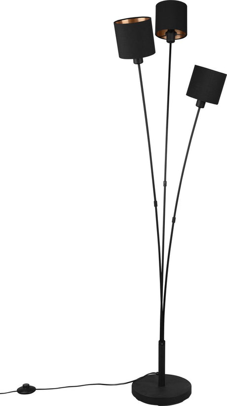 Rl live your light reality tommy - lampadaire - noir mat - excl. 3x e14 4w - interrupteur au pied