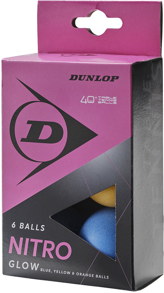 Balles de tennis de table Dunlop Nitro Glow 40+ (paquet de 6)