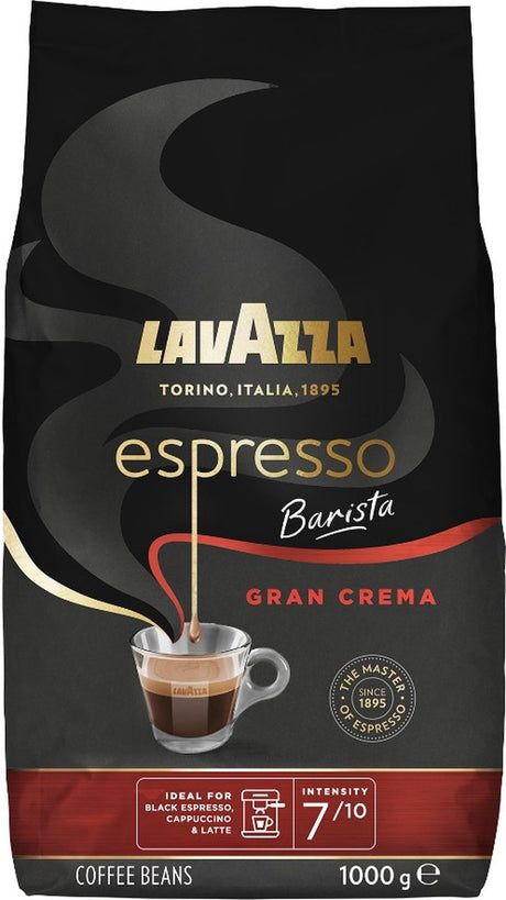 Café en grains Lavazza espresso barista gran crema - mélange de café de grains Robusta et Arabica - intensité 8 10 - 1 kg