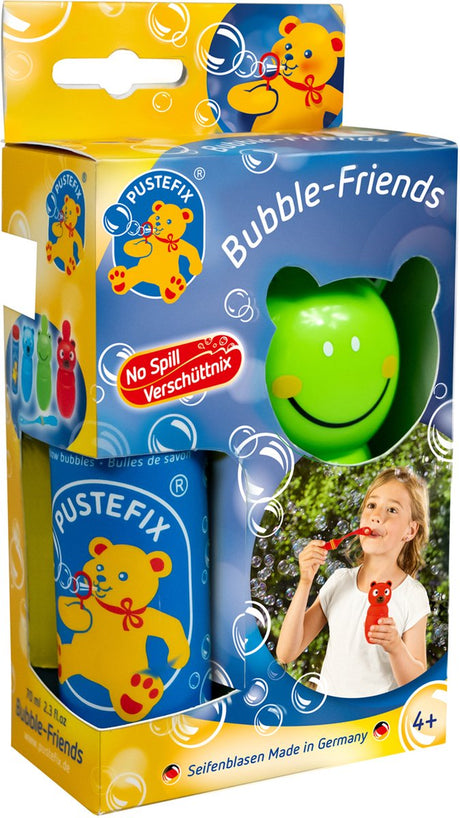 Souffleur à bulles Pustefix - Bubble Friends - Grenouille, Chat et Ours - Avec 70 ml de liquide - 4 ans