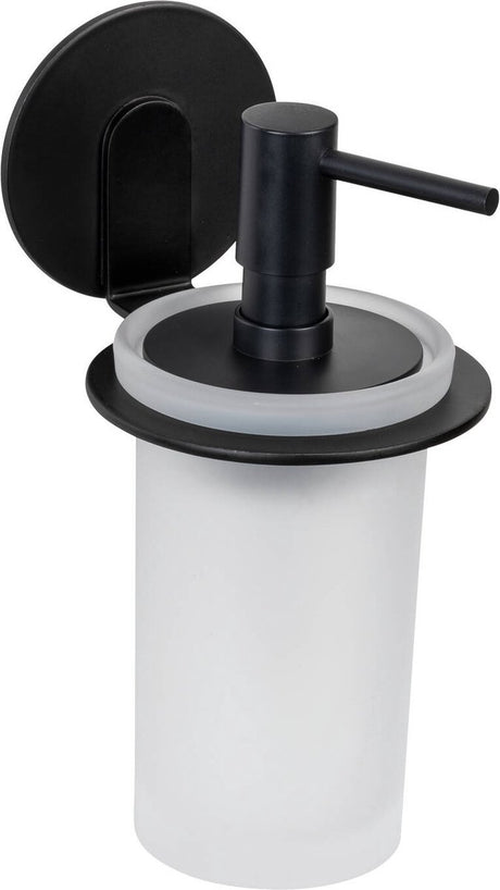 Wenko distributeur de savon turbo-loc bivio aluminium noir mat - pompe à savon - noir - autocollant - sans perçage