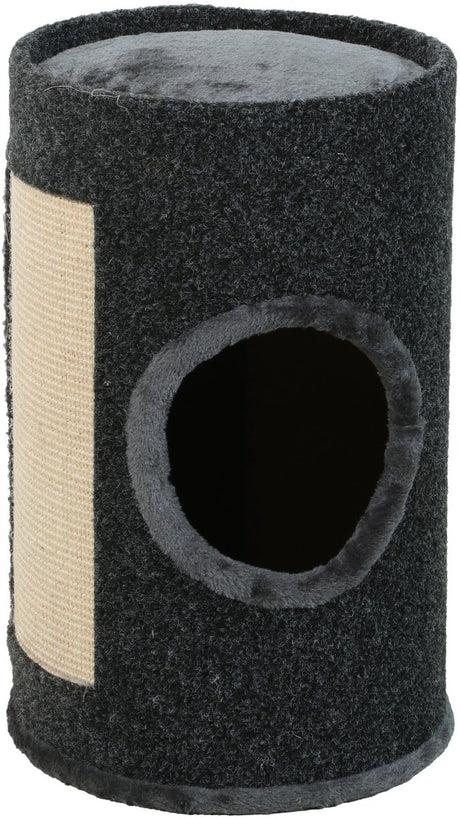 Tonneau à gratter Zolux - gris foncé, en forme de tonneau avec abri - 31x31x50 cm