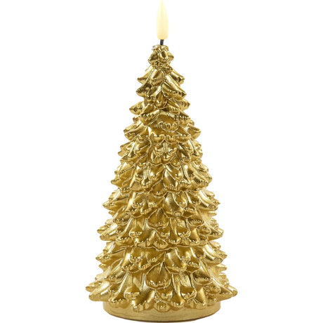 Anna's collection Bougie LED en cire sapin de Noël doré 9,5x20cm
