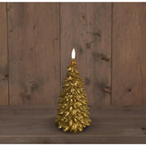 Anna's collection Bougie LED en cire sapin de Noël doré 9,5x20cm