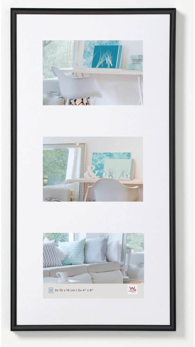 Walther new lifestyle - cadre en plastique - format photo 3x 10x15 cm - noir