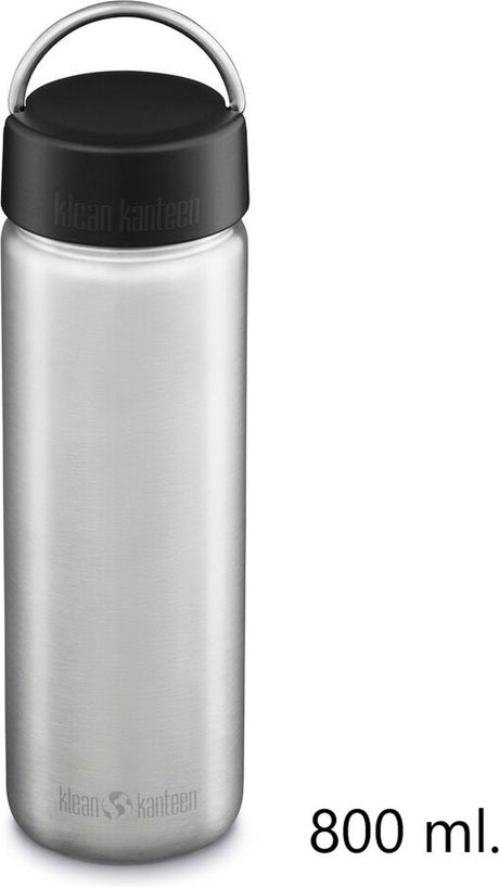 Klean kanteen large simple paroi 800 ml 27oz - acier inoxydable argent - avec bouchon à anneau large