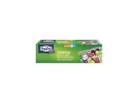 Toppits sacs multifonctionnels à fermeture éclair 1l 12 pièces