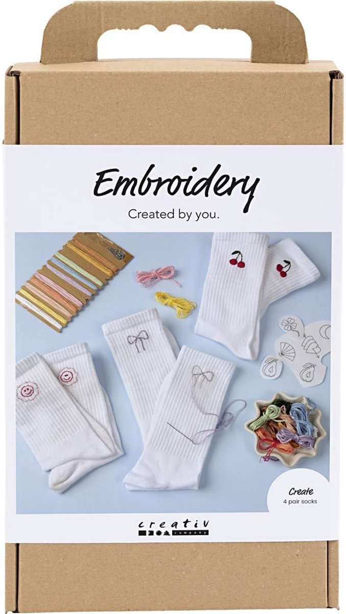 Entreprise créative https: www.ccobby.nl hobbyset-embroidery-socks-white-1-box