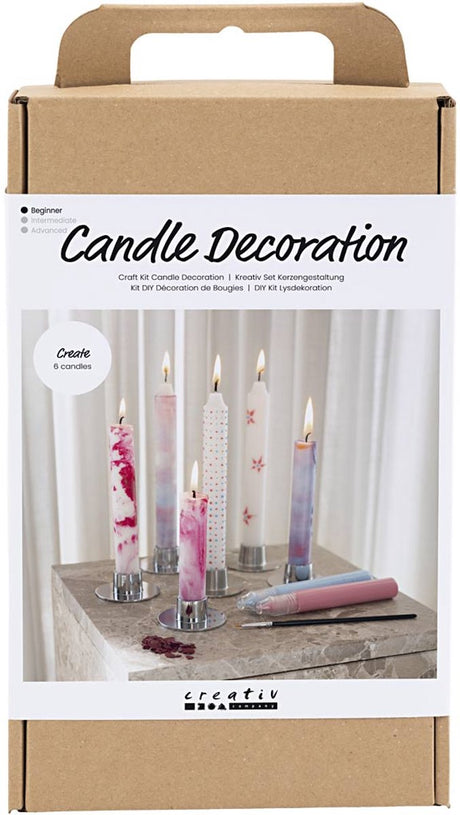 Creativ company hobby set bougies de décoration, bougies pointues décorées, blanc, 1 boîte