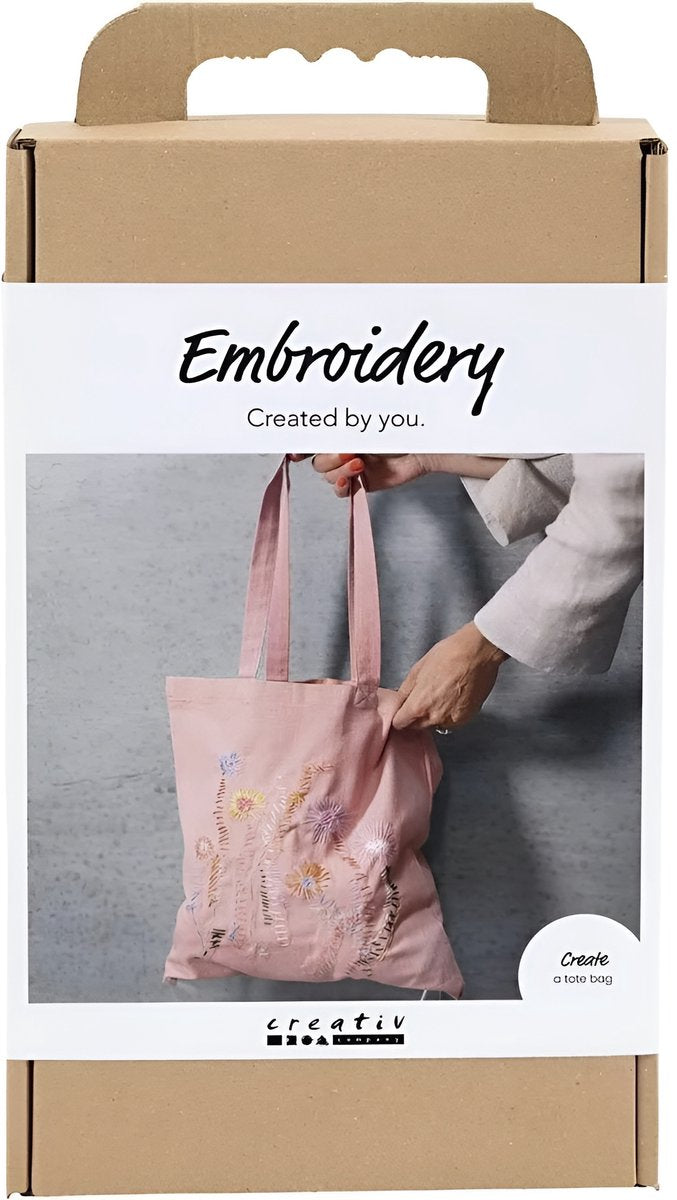 Société créative https : www.ccobby.nl hobbyset-embroidery-carrier-bag-lightpink-1-box