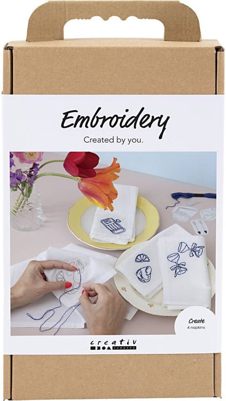 Creativ company hobby set broderie, serviettes, blanc cassé, 1 boîte